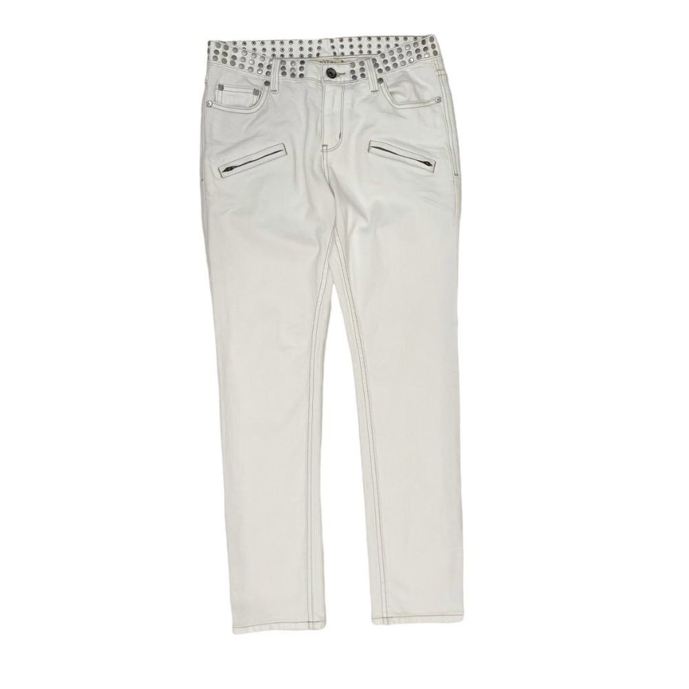 John Varvatos X Converse Men’s Chuck’s Skinny Leg Studded White Jeans 27x30”